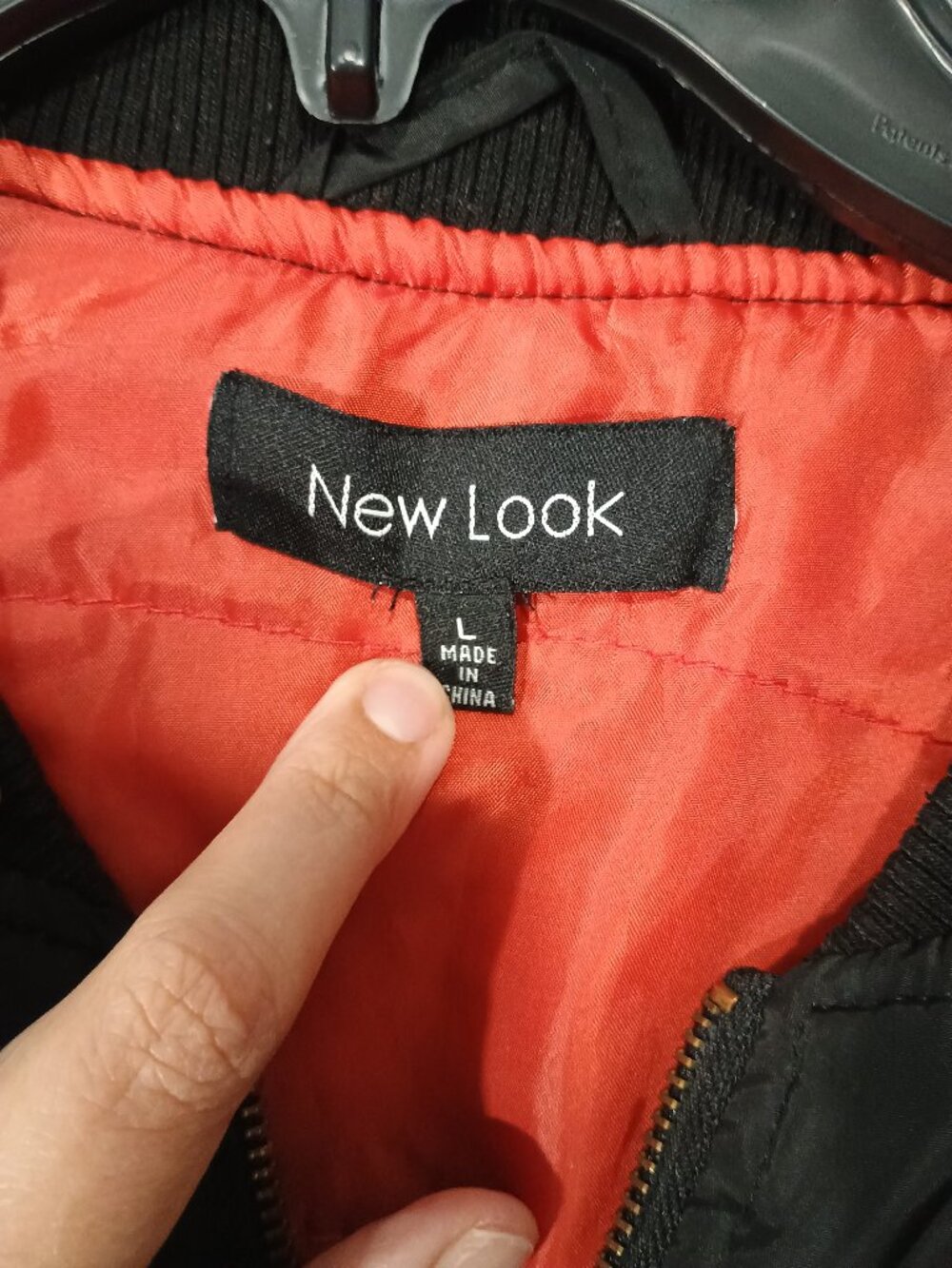 New Look Black Bomber Jacket Red Lining Zip Front Lightweight Utility Coat - Picture 4 of 10